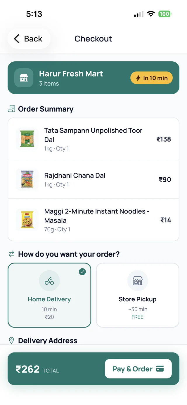 Martly checkout with delivery and payment options