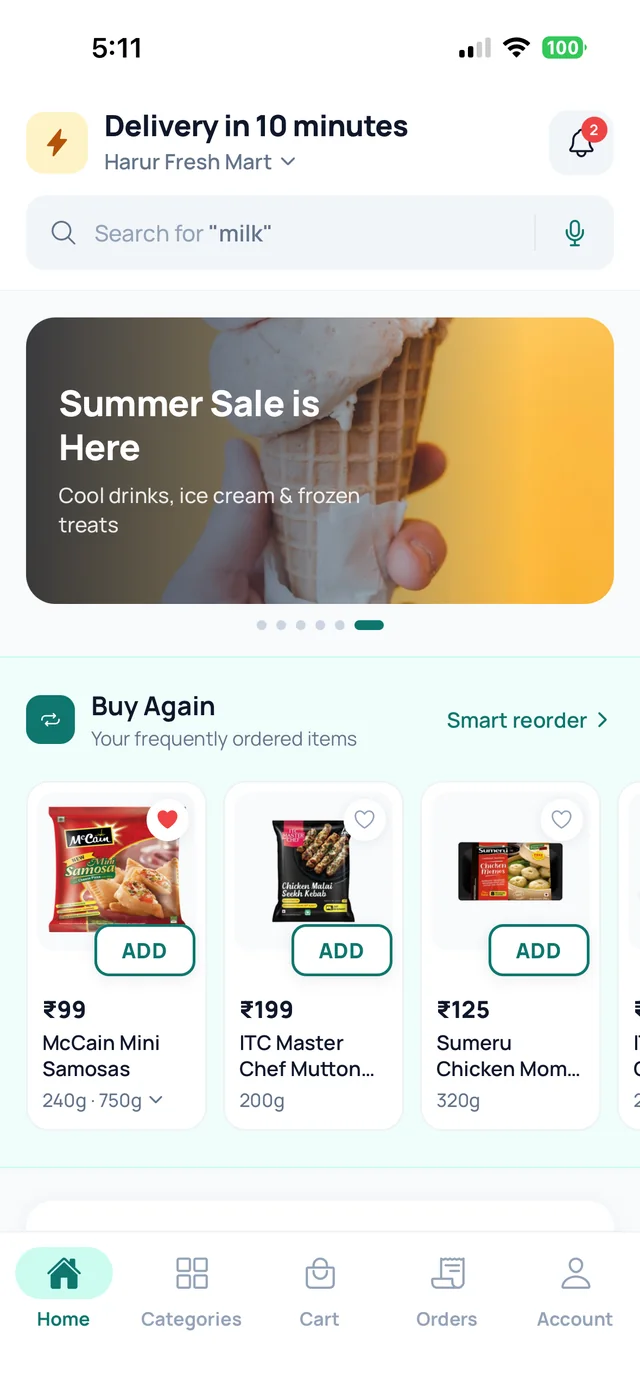 The Martly app home screen